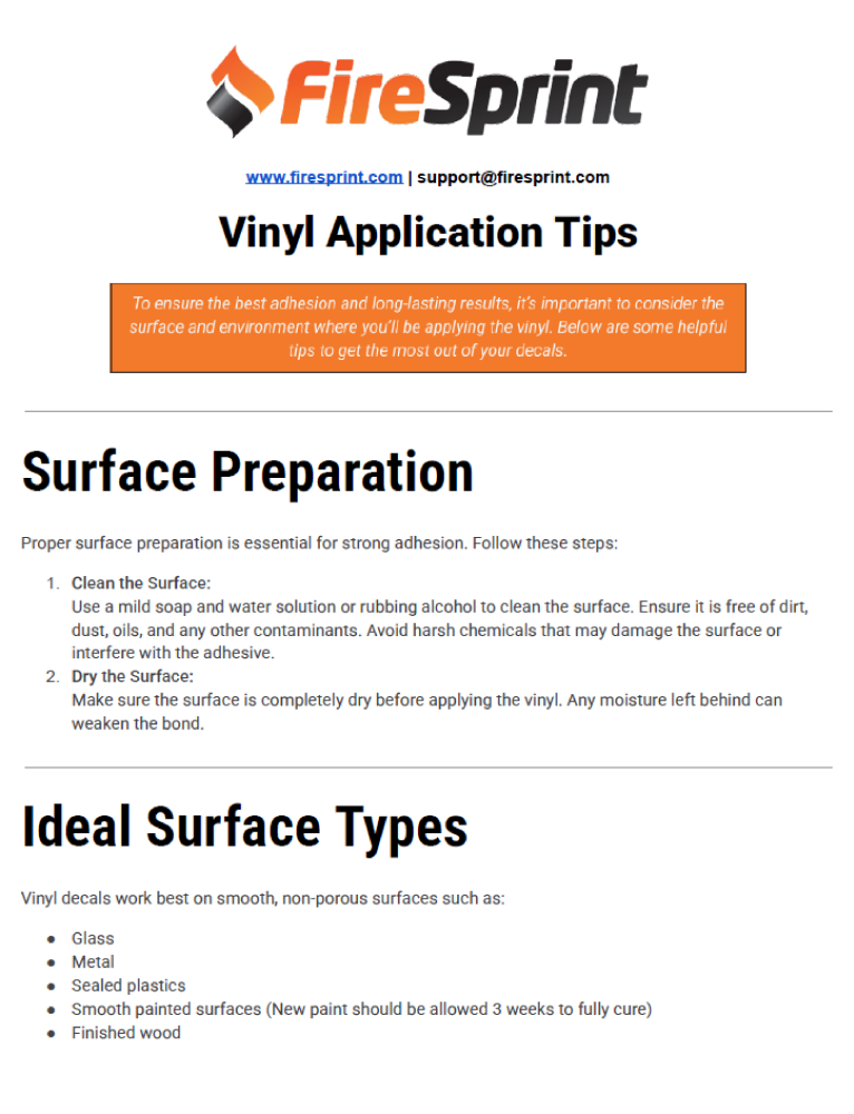 Vinyl Application Guide
